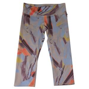 Alo Yoga Airbrush Capri Leggings Blue Orange Brown Size Medium
